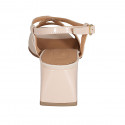 Woman's sandal in nude leather and patent leather heel 5 - Available sizes:  43, 44, 45