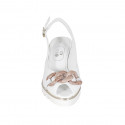 Woman's sandal with chain in white leather wedge heel 4 - Available sizes:  42