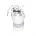 Woman's laced shoe with zippers in white and silver leather wedge heel 4 - Available sizes:  42