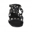 Woman's straps sandal with studs in black leather heel 2 - Available sizes:  33