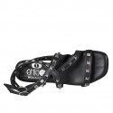 Woman's straps sandal with studs in black leather heel 2 - Available sizes:  33