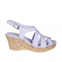 Sandalo da donna in pelle lilla con plateau e zeppa 7 - Misure disponibili: 42, 43
