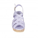 Woman's sandal in lilac leather with platform and wedge heel 7 - Available sizes:  42, 43