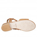 Sandalia con elastico para mujer en piel cognac tacon 2 - Tallas disponibles:  32
