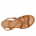 Sandalia con elastico para mujer en piel cognac tacon 2 - Tallas disponibles:  32