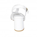 Woman's T-strap sandal in white leather heel 7 - Available sizes:  42