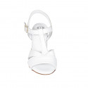 Woman's T-strap sandal in white leather heel 7 - Available sizes:  42