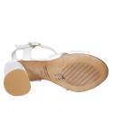Woman's T-strap sandal in white leather heel 7 - Available sizes:  42