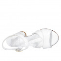 Woman's T-strap sandal in white leather heel 7 - Available sizes:  42