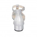 Scarpa aperta da donna con cinturino in pelle laminata argento tacco 3 - Misure disponibili: 32, 42