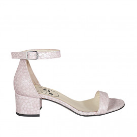 Chaussure ouverte pour femmes avec courroie en cuir verni imprimé lilas talon 4 - Pointures disponibles:  32, 42, 43, 44, 45