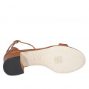 Zapato abierto con cinturon para mujer en piel cognac tacon 5 - Tallas disponibles:  43, 44, 45