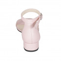 Zapato abierto para mujer con cinturon al tobillo en piel rosa tacon 3 - Tallas disponibles:  43