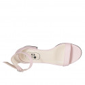 Woman's open shoe with ankle strap in rose leather heel 3 - Available sizes:  43