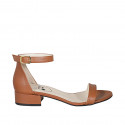 Woman's open shoe in cognac brown leather with strap heel 3 - Available sizes:  42