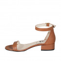 Woman's open shoe in cognac brown leather with strap heel 3 - Available sizes:  42