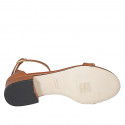 Woman's open shoe in cognac brown leather with strap heel 3 - Available sizes:  42