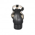 Woman's open shoe with strap in black leather heel 3 - Available sizes:  32