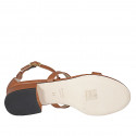 Woman's open shoe with strap in cognac brown leather heel 3 - Available sizes:  32