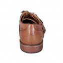 Zapato Oxford para hombre con cordones y puntera en piel cognac - Tallas disponibles:  46, 48, 50