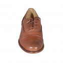 Chaussure richelieu à bout droit pour hommes avec lacets en cuir cognac - Pointures disponibles:  46, 48, 50