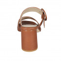 Mule pour femmes en cuir cognac avec boucle talon 7 - Pointures disponibles:  42