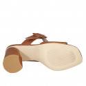 Mule pour femmes en cuir cognac avec boucle talon 7 - Pointures disponibles:  42