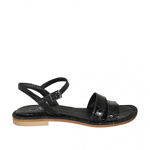Woman's sandal in black printed...