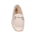 Mocassino con accessorio da donna in pelle nude tacco 3 - Misure disponibili: 44, 45