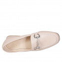 Woman's loafer in nude leather with accessory heel 3 - Available sizes:  44, 45