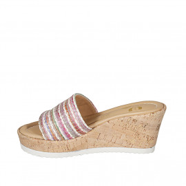 Mule pour femmes en raphia multicouleur talon compensé 7 - Pointures disponibles:  43 2