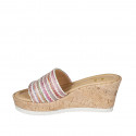 Mule pour femmes en raphia multicouleur talon compensé 7 - Pointures disponibles:  43