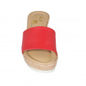 Sabot da donna in pelle rossa zeppa 7 - Misure disponibili: 42