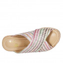 Woman's mules in multicolored raffia wedge heel 10 - Available sizes:  42