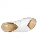 Woman's mules in white leather wedge heel 10 - Available sizes:  42