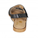 Woman's sandal in black leather with velcro straps heel 1 - Available sizes:  32, 33