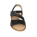 Sandale pour femmes en cuir noir avec fermetures velcro talon 1 - Pointures disponibles:  32, 33