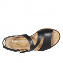 Woman's sandal in black leather with velcro straps heel 1 - Available sizes:  32, 33