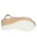 Sandale pour femmes en raphia multicouleur et daim beige avec plateforme et talon compensé 7 - Pointures disponibles:  42, 43