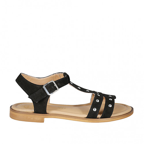 Woman's sandal in black suede with...
