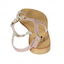 Woman's thong sandal in rose leather with rhinestones heel 2 - Available sizes:  42, 43, 45