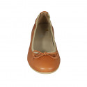 Ballerina da donna in pelle color cuoio con fiocco tacco 1 - Misure disponibili: 42