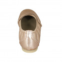 Woman's ballerina shoe with velcro strap in copper laminated leather heel 1 - Available sizes:  42