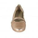Ballerina da donna con velcro in pelle laminata rame tacco 1 - Misure disponibili: 42