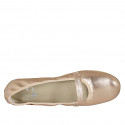 Ballerina da donna con velcro in pelle laminata rame tacco 1 - Misure disponibili: 42