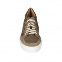 Zapato para hombre con cordones y plantilla extraible en gamuza y piel nubuk perforada marron - Tallas disponibles:  47