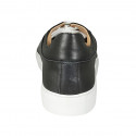 Man's laced shoe with removable insole in black and white leather - Available sizes:  47, 48