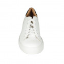 Zapato de sport para hombre con cordones y plantilla extraible en piel blanca y negra - Tallas disponibles:  47, 48