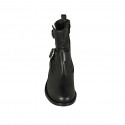 Woman's boot with zipper and buckles in black leather and pierced leather heel 4 - Available sizes:  33