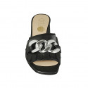 Woman's mule with fringes and chain in black leather heel 5 - Available sizes:  32